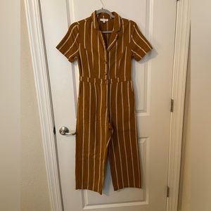 Emory Park Terracotta Collared striped Jumpsuit, Ankle Length